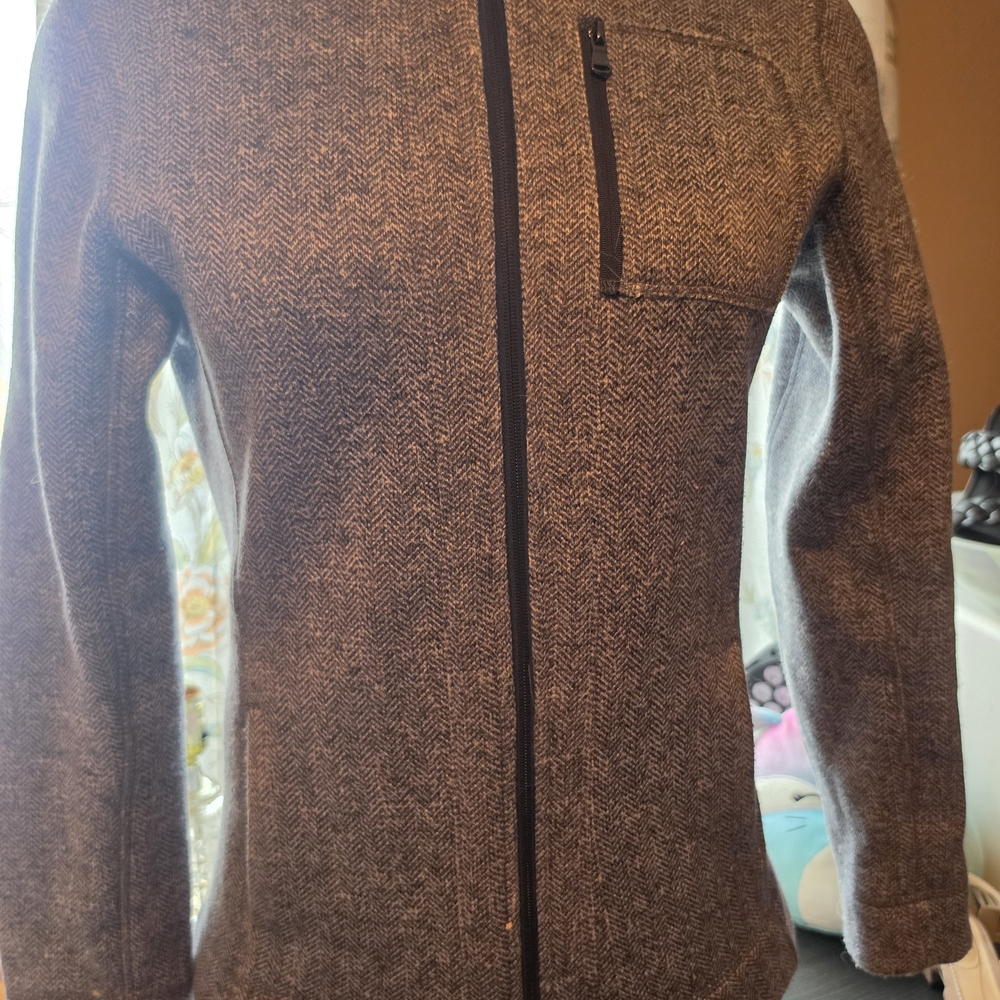 Marc Anthony Brown Herringbone Zip-Front Blazer Jacket